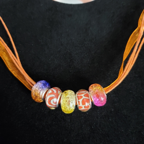Beautiful Orange Multi Strand Beaded Necklace - Picture 4 of 4